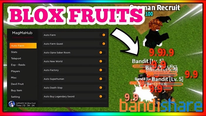 Hack Blox Fruit APK V10 và Hack Update19 (Auto: Farm, Boss, Raid)