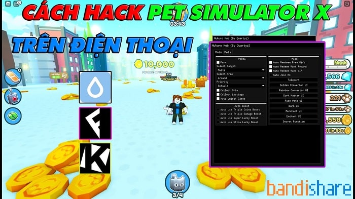 Hack Pet Simulator X APK Auto Farm trên điện thoại + Script